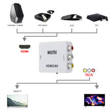 Adaptador hdtv para av, hdtv para cvbs vídeo 1080p l/r conversor rca de áudio hdmi2av suporte ntsc pal para ps3 dvd player pc computador 2024 - compre barato