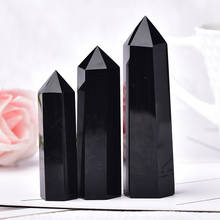Pirâmide de cristal de obsidiana 1 peça, com pedra energética de cura, bastão de quartzo para decoração de casa, presente faça você mesmo 2024 - compre barato