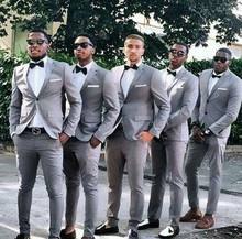 Lastest-traje de boda para hombre, blazer ajustado, traje Masculino, diseño de pantalones, color gris 2024 - compra barato