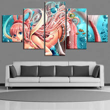 Arte de parede de uma peça, 5 conjuntos, hd impressões meninas animação sereia cartaz de decoração da casa pintura quarto imagens modular quadro 2024 - compre barato