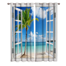 Seaside Beach Coconut Tree Window Sunlight Luxury Home Curtains Modern Home Supplies Living Room Bedroom Custom Curtains 2024 - buy cheap