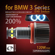 Para angel eyes 120w h8 super branco 6000k anel de auréola luz led para bmw 2009-2011 3 series e90 sedan (lci) super brilhante 2024 - compre barato