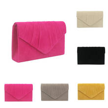 Luxury Simple Women Clutch Suede Pleated Solid Color Handbag Ladies Evening Bag Purse Bolsa Mujer Female New Formal Minaudiere 2024 - buy cheap