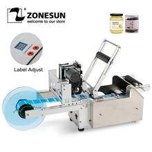 Zonesun-máquina de etiquetagem semi-automática, aplicador de etiqueta, com impressora de código de data, álcool, garrafa, rótulo, máquina de etiqueta 2024 - compre barato