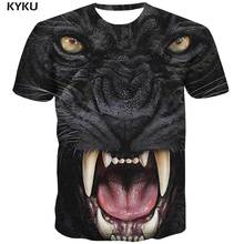 KYKU-Camiseta de tigre para hombre, camisa informal negra con estampado Harajuku, camisetas 3d de manga corta, Tops de estilo Punk Rock 2024 - compra barato