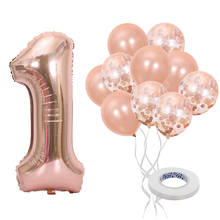 Globos de aluminio de 40 pulgadas para cumpleaños, Globos de confeti de oro rosa, helio, número, decoraciones para fiestas de primer cumpleaños, 12 Uds. 2024 - compra barato