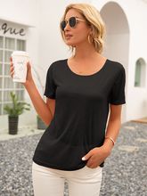 Summer New Simple Temperament Sexy Open Back Hollow Round Neck Short Sleeve Solid Color Summer T-Shirt Women's Top 2024 - buy cheap