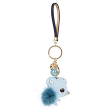 Bonito pompom mouse chaveiro pom pom chaveiro coelho bola de pele pompon porte clef macio couro chaveiro acessórios jóias 2024 - compre barato