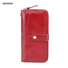 Genuine Leather Women Wallets Long Lady Purse Wallet Elegant Fashion Female Women Clutch with Card Holder Phone Bag 2024 - buy cheap