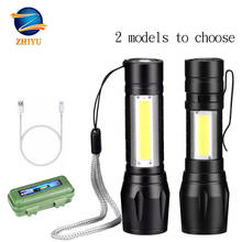 ZHIYU Rechargable Portable LED Flashlight COB+XPE LED Torch Waterproof Camping Lantern Zoomable Focus Light Tactical Flashlight 2024 - buy cheap