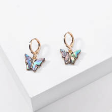 Light Yellow Gold Color Butterfly Shape Abalone Shell Dangle Earrings for Women Party Gift Jewelry 2024 - buy cheap