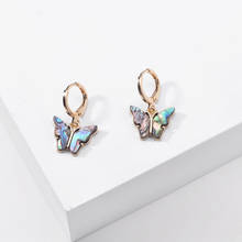 Pendientes colgantes de concha de abulón para mujer, Color amarillo claro dorado, forma de mariposa, regalo de fiesta, joyería 2024 - compra barato