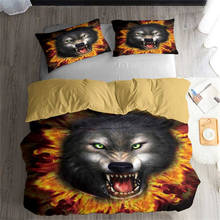 Juego de cama en 3D HELENGILI, juego de fundas de edredón con dibujo de Lobo, ropa de cama realista con funda de almohada, juego de cama Textiles para el hogar # L-08 2024 - compra barato