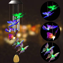 Waterproof Solar Powered Wind Chime Lamps Color Changing Hummingbird Butterfly Windbell Aluminium Hanging Pendant Light 2024 - buy cheap
