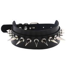 Punk Silver Color Spike Rivets Choker Necklace Leather Anime Necklaces Women Chokers Collar Bondage Harness witch rave Necklace 2024 - buy cheap