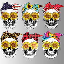 Skull Patch Iron on Transfer SunFlower Mum Patches for Clothes Thermo-Sticker Stripe DIY Decal T-Shirt Fashion Appliques Parches 2024 - buy cheap