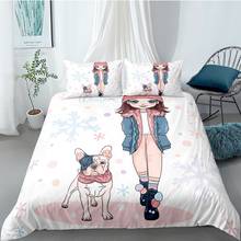 Printed Cartoon Cute Fashion Girls Bedding Set Winter White Duvet Cover 90x190 Children Twin Single Size Home Decor Bedclothes 2024 - buy cheap