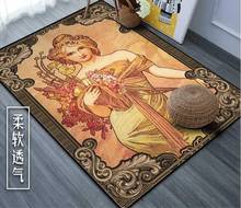 New Pastoral Alphonse Mucha Painting Door mat Rug Carpet Floor Bedroom Doormat Non-slip Mat Cartoon Gifts 2024 - buy cheap