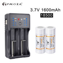 PALO 18500 Battery 3.7V 1600mAh Rechargeable Battery 18500 Bateria Recarregavel Lithium li-ion Batteies Baterias with charger 2024 - buy cheap