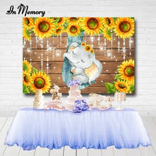 InMemory Yellow Sunflowers Elephant Baby Shower Photographic Backgrounds Wood Bokeh Light Kids Newborn Backdrop Custom 2024 - buy cheap