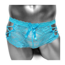 Calcinha boxer sensual masculina, lingerie pura macia para adultos, malha floral, roupa íntima, transparente, cueca boxer masculina 2024 - compre barato