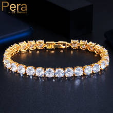 Pera High Quality African Round Cubic Zirconia Nigerian Gold Color Women Fashion Wedding Party Tennis Bracelets for Brides B004 2024 - buy cheap