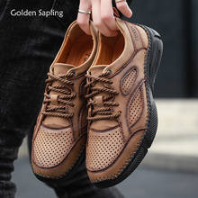 Zapatos informales clásicos de Golden Sapling para hombre, calzado de cuero plano, de diseño hueco, informal, Vintage, de verano 2024 - compra barato