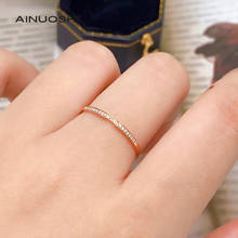 AINUOSHI-anillo de compromiso de oro de 18 quilates para mujer, sortija redonda de 0.036 quilates con diamantes de corte excelente, a la moda, Media eternidad 2024 - compra barato