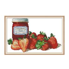 Strawberry Jam cross stitch kit aida 14ct 11ct count print canvas cross stitches   needlework embroidery DIY handmade 2024 - buy cheap