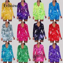 Echo ine macacão feminino com decote em v, macacão feminino sexy para 12 do zodíaco, pijama, body casual com malha, roupa de casa 2024 - compre barato