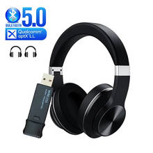 Aptx LL низкая задержка USB Bluetooth 5,0 аудио передатчик + наушники для ТВ ПК PS4 с микрофоном 3,5 мм 3,5 AUX стерео беспроводной адаптер 2024 - купить недорого