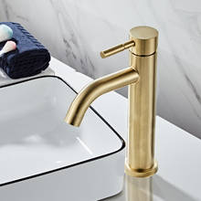 Bathroom Basin Faucet Solid Brass Sink Mixer Crane Tap Hot & Cold Deck Mounted Single Handle Brushed Gold/Black Free Shipping 2024 - buy cheap