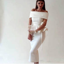 White Cocktail Dresses Sheath Off The Shoulder Arabic Dubai Tea Length Elegant Homecoming Dresses 2024 - buy cheap