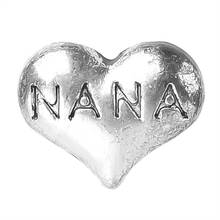 20 Pcs Silver Plated Heart Shaped Words Nana Floating Charms Inside Memory Living Locket Bracelet Jewelry Wholesale 2024 - buy cheap