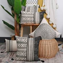 Sofa Cushion Cover Decorative Pillow Case with Tassels Geometric Black Beige Waist Pillow Covers Living Room Bedroom Home Decor 2024 - buy cheap