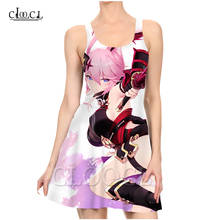 Cloocl vestido japonês de anime honkai impacto 3ª estampa 3d, vestidos de festa femininos casuais de verão sem mangas da moda 2024 - compre barato