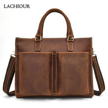 LACHIOUR Men's Genuine Leather Handbags Male Leather Laptop Bag Large Business Briefcase bolsa maleta Messenger Bag 2024 - buy cheap