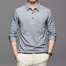 Camisa polo masculina de algodão respirável, camisa casual e de manga comprida com retalhos 2024 - compre barato