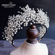HIMSTORY-Diadema elegante hecha a mano con cuentas, diadema nupcial de Color negro, joyería para el cabello de vid, accesorios de boda de oro 2024 - compra barato