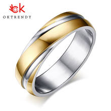 Oktrendy простое обручальное кольцо для женщин и мужчин из нержавеющей стали черного цвета розового золота оптом 2024 - купить недорого