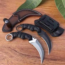 Outdoor Survival Claw Tactical Teeth Knife Sharp Fixed Blade Knife with Sheath Karambit Knife Silver/Black 2024 - buy cheap