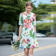 MIUXIMAO-vestido vintage de otoño para mujer, prenda de media manga, ajustada, con flores, por encima de la rodilla, color blanco, novedad de 2020 2024 - compra barato