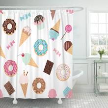 Colorful Birthday Sweets Ice Cream Donuts Cupcakes Chocolate Bar Shower Curtain Waterproof Polyester Fabric 60 x 72 Inches with 2024 - buy cheap