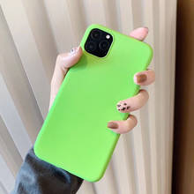 SUYACS флуоресцентный зеленый чехол для телефона iPhone 12 Mini 12 11 Pro Max XR XS Max X 7 8 Plus однотонный матовый мягкий чехол из ТПУ 2024 - купить недорого