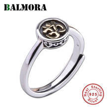 BALMORA 100% Real 925 Sterling Silver Buddhist Rings For Women Lady OM Mantra Sanskrit Ring Open Adjustable Ring  Jewellery Gift 2024 - buy cheap