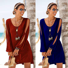 Hot Sale Deep V Collar Loose Dress Women Sundress Summer Off Shoulder Long Sleeve Casual Beach Dress Female Mini Sexy Tunic 2024 - buy cheap