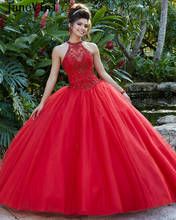 JaneVini Elegant Ball Gown Red Long Quinceanera Dresses with Detachable Cape Heavy Beading Princess Tulle Sweet 16 Party Gowns 2024 - buy cheap