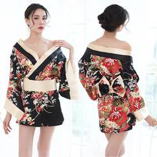 Yukata-Camisón Kimono Sexy para mujer, ropa de dormir de seda Haori, moda Floral japonesa, cárdigan Yakata, ropa de ocio 2024 - compra barato