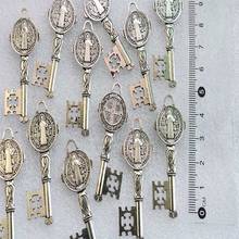 Medalha de benedito santa cruz smqlivb, chaveiro religioso, pingente amuleto, joia artesanal de liga, diy 2024 - compre barato