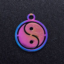 30pcs/lot 100% Stainless Steel Rainbow Color Yin Yang OM Charms Pendants  for Necklace DIY Accessories Fast Shipping 2024 - buy cheap